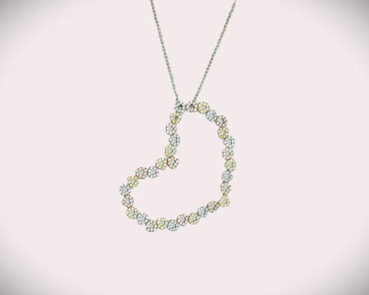 Herz Anhänger in Silber (925) multicolor mit Zirkon facetiert