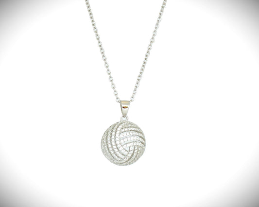 Sterlingsilber (925) Kette mit Boule Anhänger voll mit Zirkon facettiert