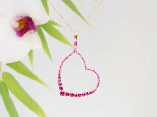 Großer Herz Anhänger in Sterlingsilber(925) Rose Gold platiniert mit farbigen Zirkon facettiert