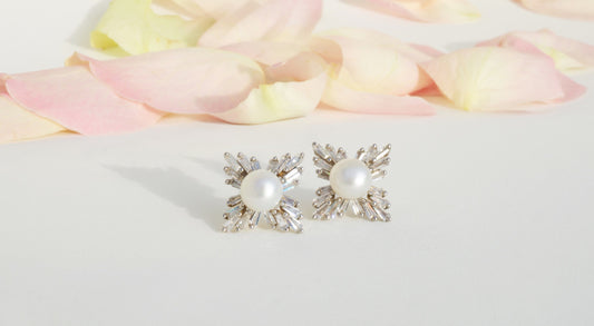 Süßwasser Perlen Ohrstecker mit Zirkon kombiniert