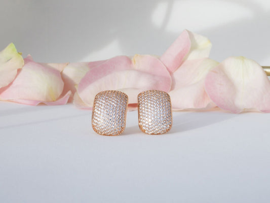 Damen Ohrringen in Silber (925) Rose vergoldet mit Zirkon voll facettiert