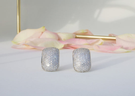 Damen Ohrringen in Silber (925) Rose vergoldet mit Zirkon voll facettiert