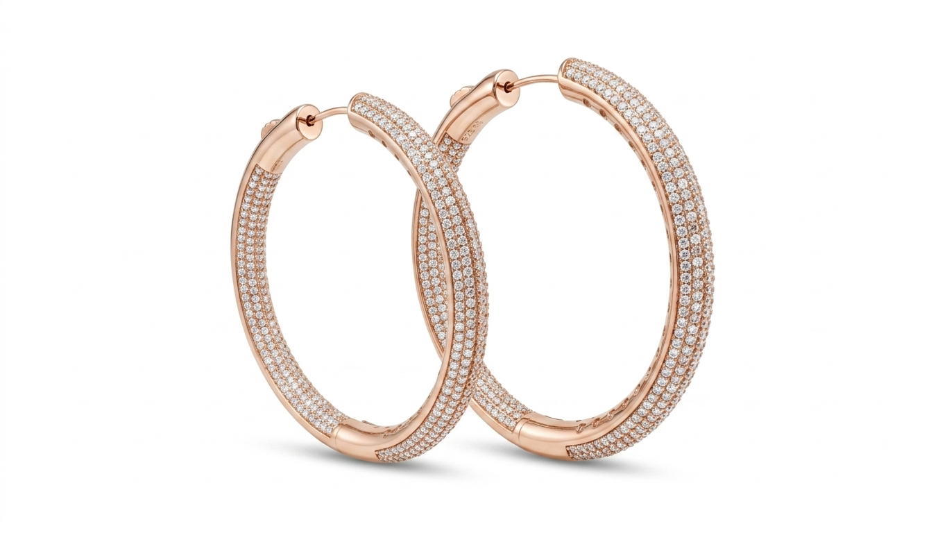 ALBA Creolen – 925 Silber rosévergoldet 14K, Pavé Zirkonia | Nina Marie