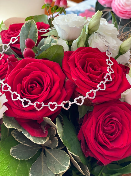 Damen Silberarmband Aeternia – Herzglieder & Zirkonia | NM in L.O.V.E. Kollektion