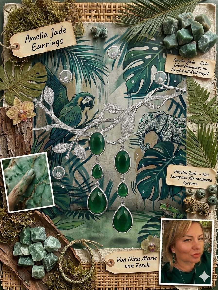 Amelia Jade Ohrringe NM – 925 Silber & Tiefgrüne Jade | Luxus-Schmuck
