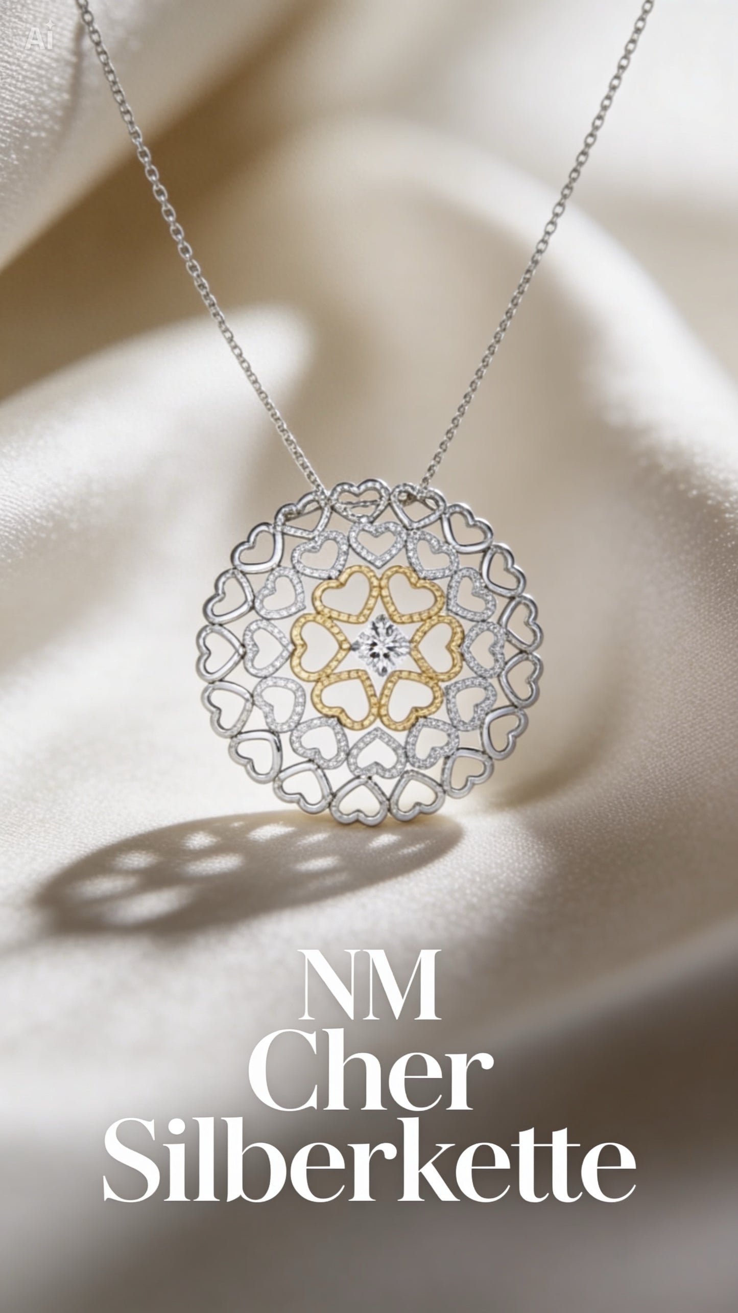 Damen Silberkette Cher – Herzanhänger Multicolor & Zirkonia | NM in L.O.V.E. Kollektion