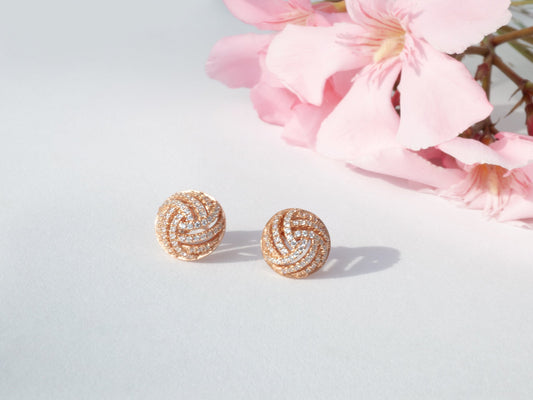 Damen Ohrringen Sterlingsilber (925) Rose vergoldet voll mit Zirkon facettiert