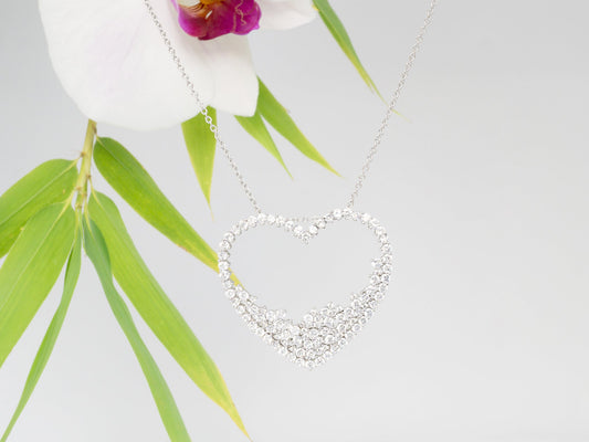 Großer Herz Anhänger in Sterlingsilber(925)  mit klaren Zirkon facettiert