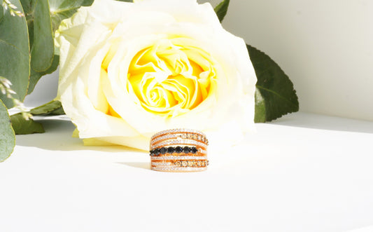 Damenring Rose vergoldet aus Sterlingsilber (925) mit Zirkon besezt
