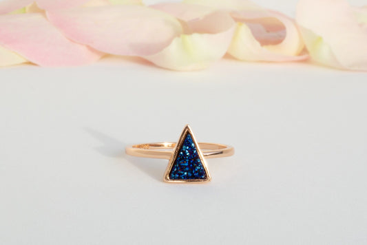 Silber (925) Damenring Rose vergoldet mit nat. blau Durzy Stone