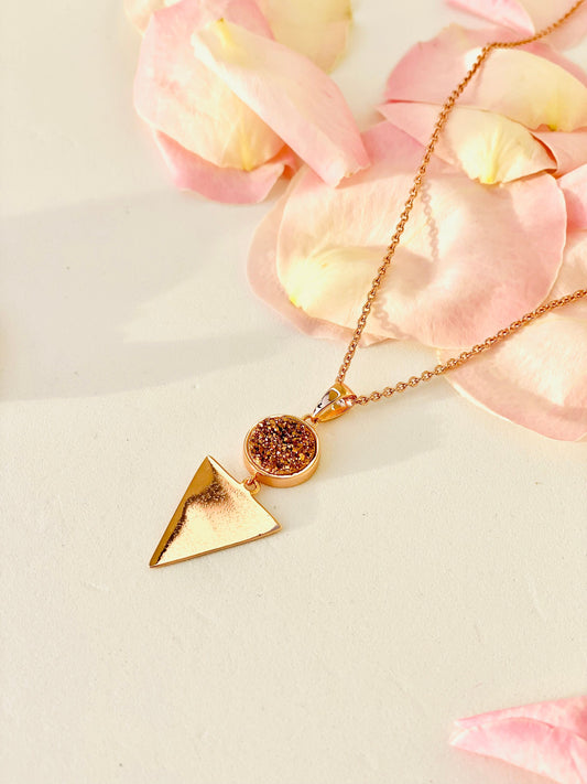 Silber Kette (925) Rose vergoldet mit Anhänger/nat. Durzy Antrazit