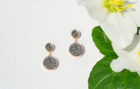 Ohrstecker in Sterlingsilber(925) Rose vergoldet mit nat. Durzy