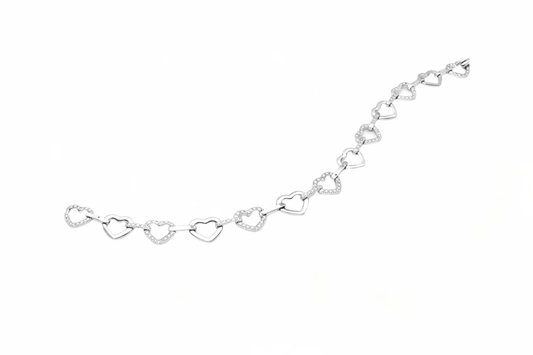 Damen Silberarmband Aeternia – Herzglieder & Zirkonia | NM in L.O.V.E. Kollektion