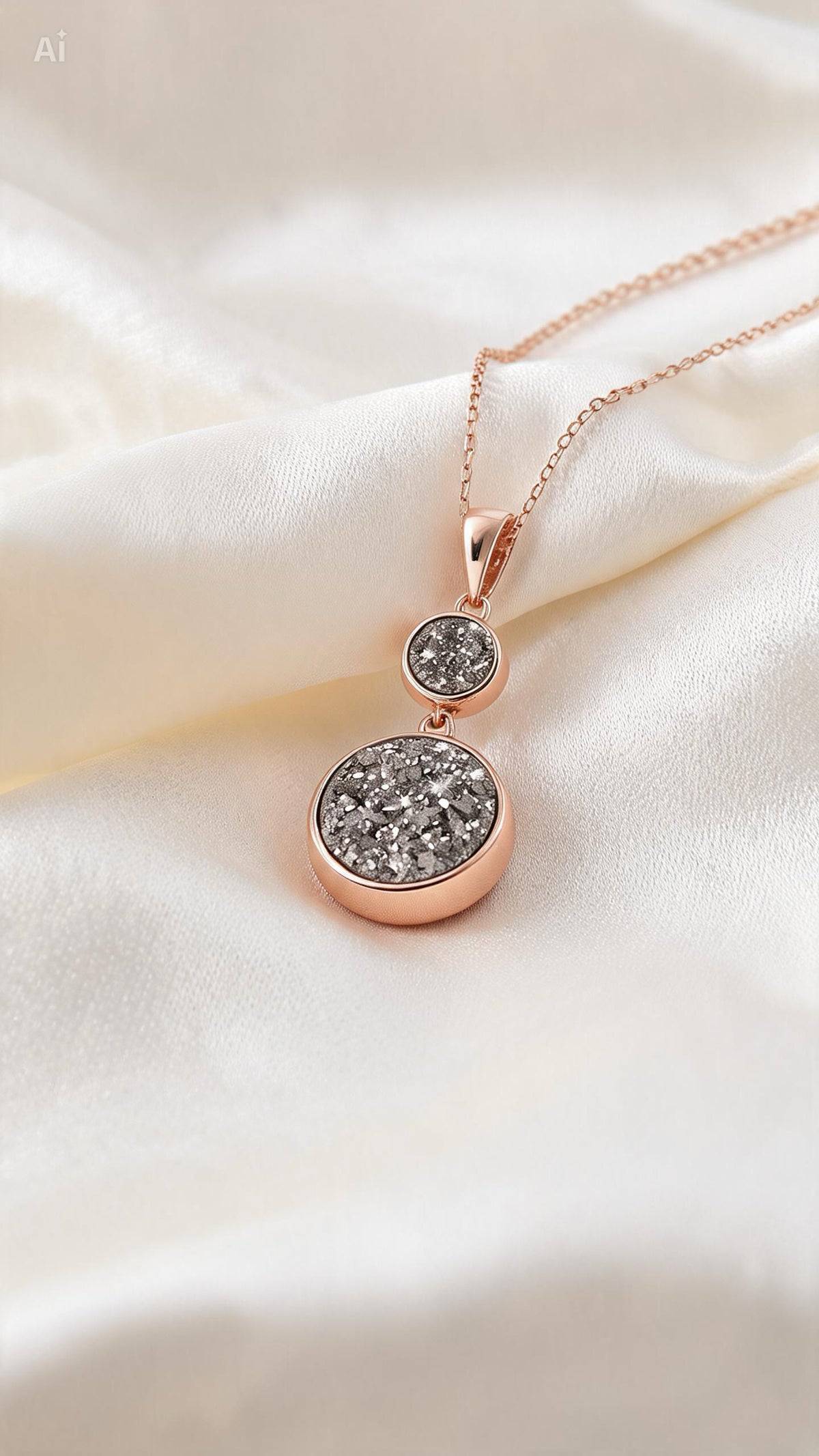 Stella Nera Grigio Kette mit Druzy-Anhänger – Ansicht 3