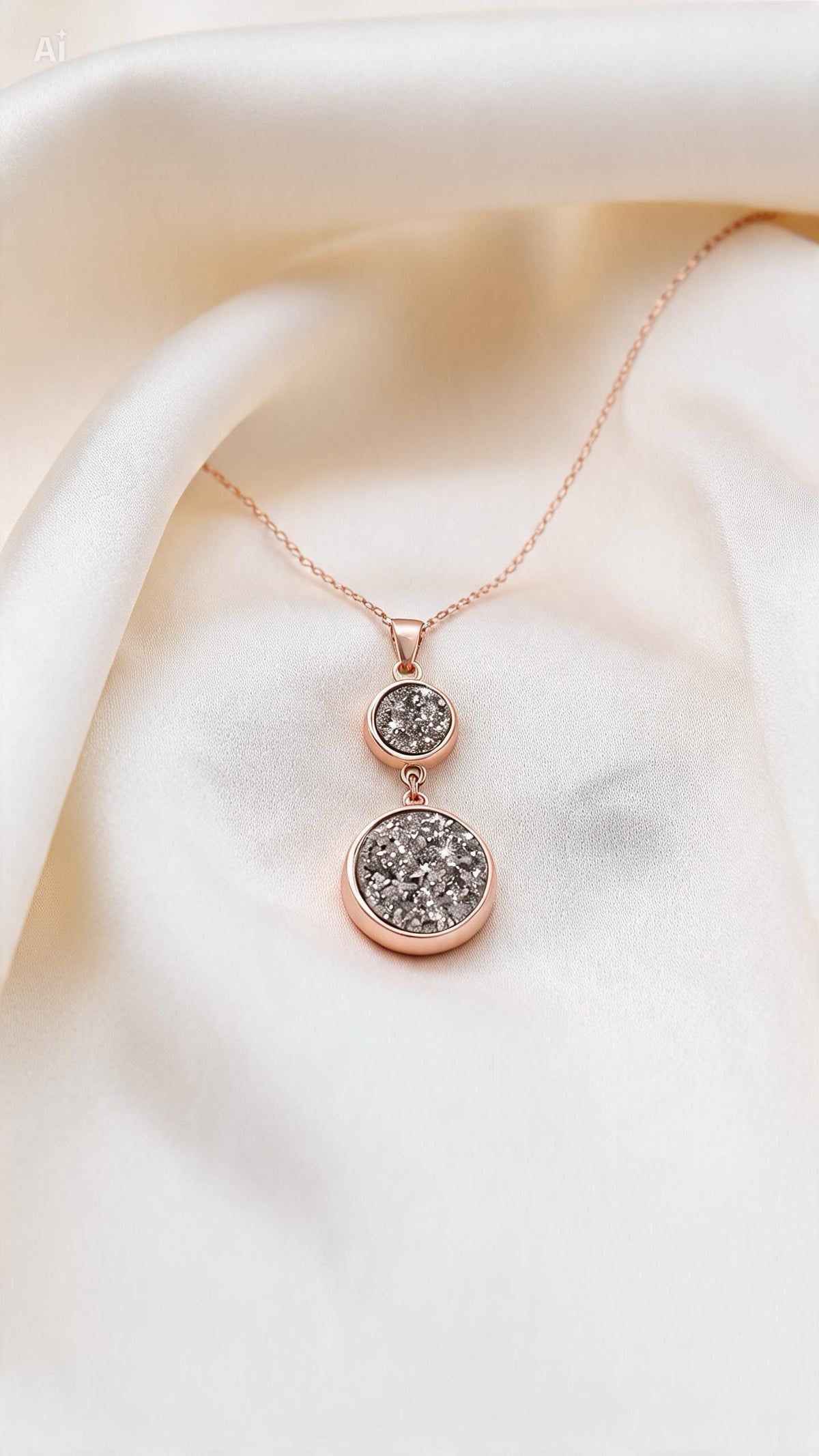 Stella Nera Grigio Kette mit Druzy-Anhänger – Ansicht 2