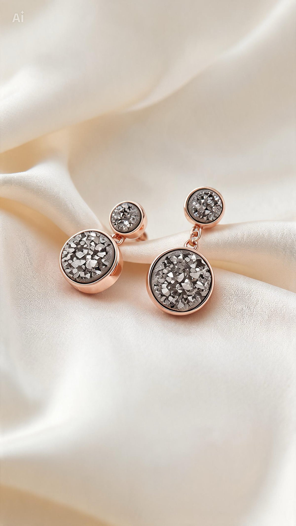 Stella Nera Ohrstecker aus 925 Silber mit anthrazitfarbenem Druzy-Stein