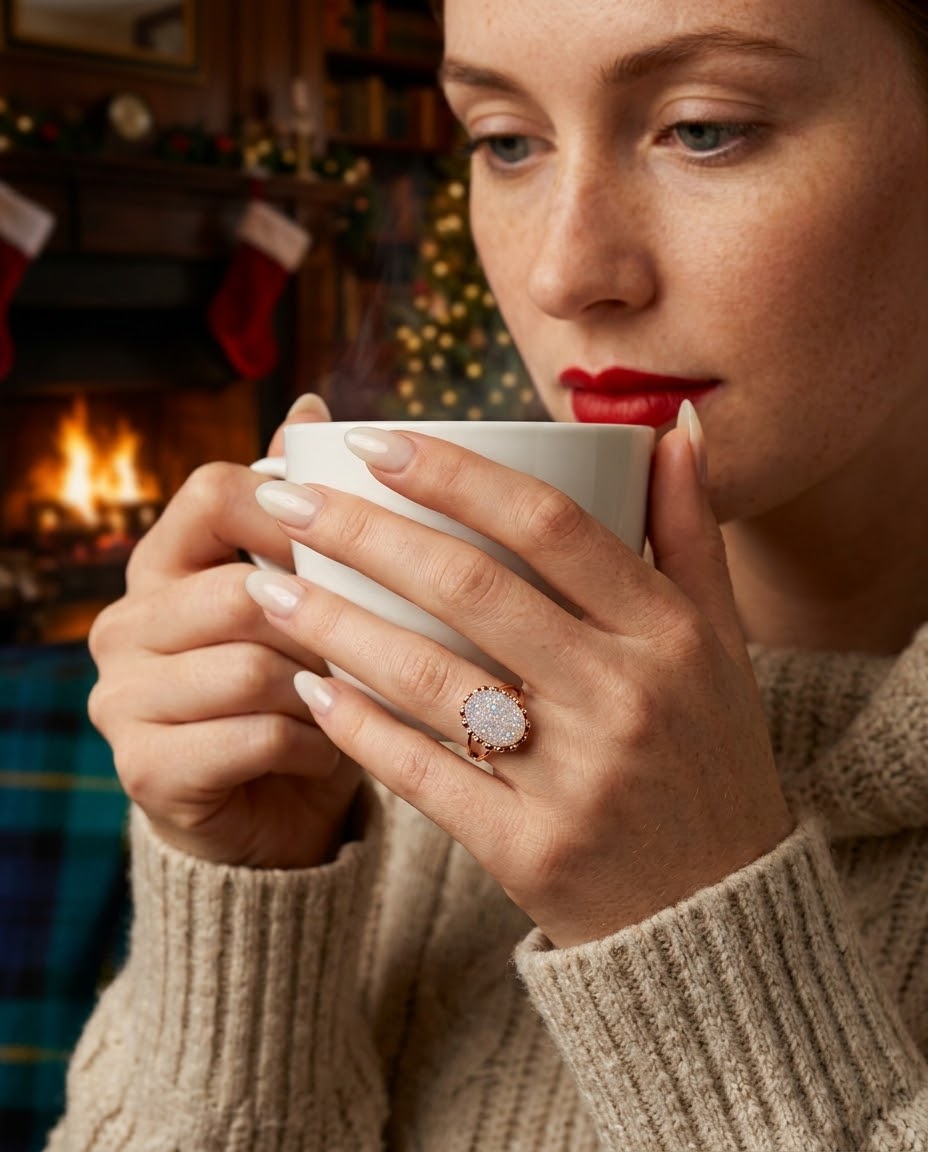 Stella Bianca Grande Ring mit weißem Druzy-Stein – Ansicht 2