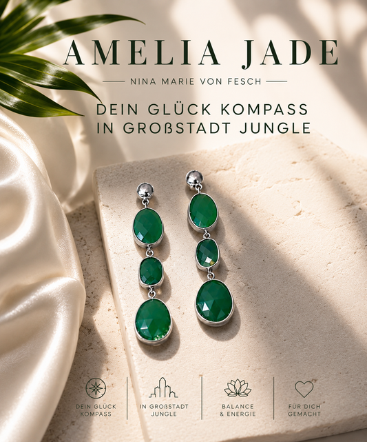 Amelia Jade Ohrringe NM – 925 Silber & Tiefgrüne Jade | Luxus-Schmuck