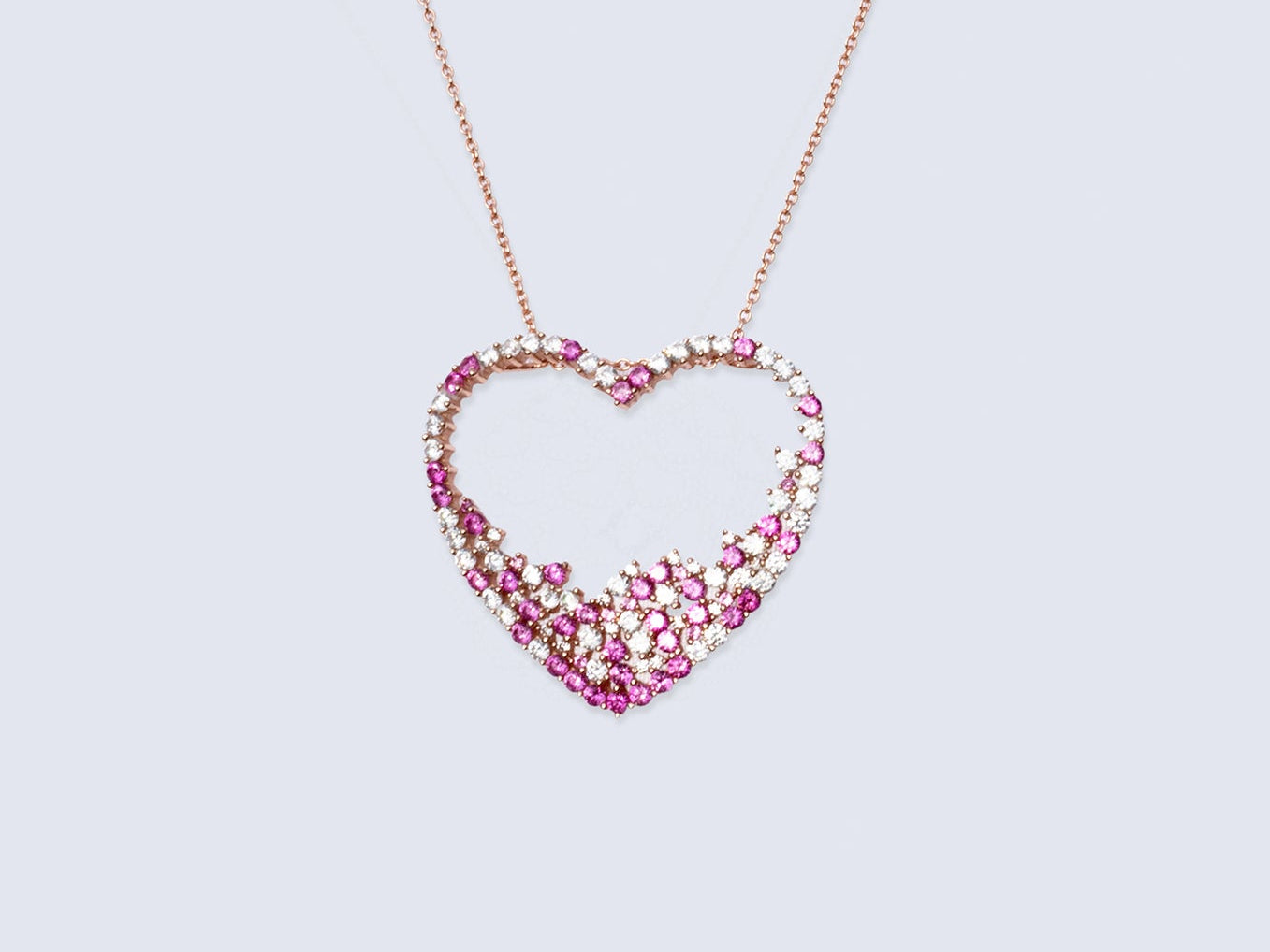 Damen Silberkette Amara – Rosévergoldeter Herzanhänger mit Zirkonia | NM in L.O.V.E. Kollektion