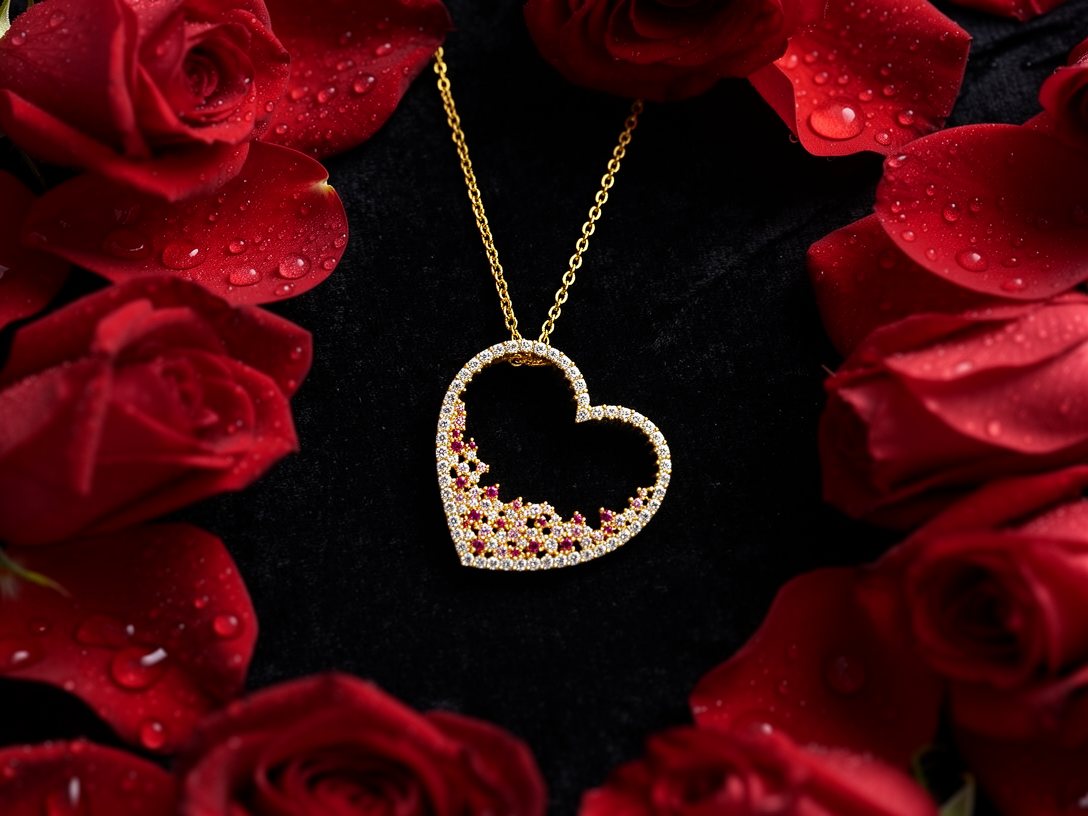 Damen Silberkette Freya - Herzanhänger vergoldet mit Zirkonia I NM in L.O.V.E.  Kollektion