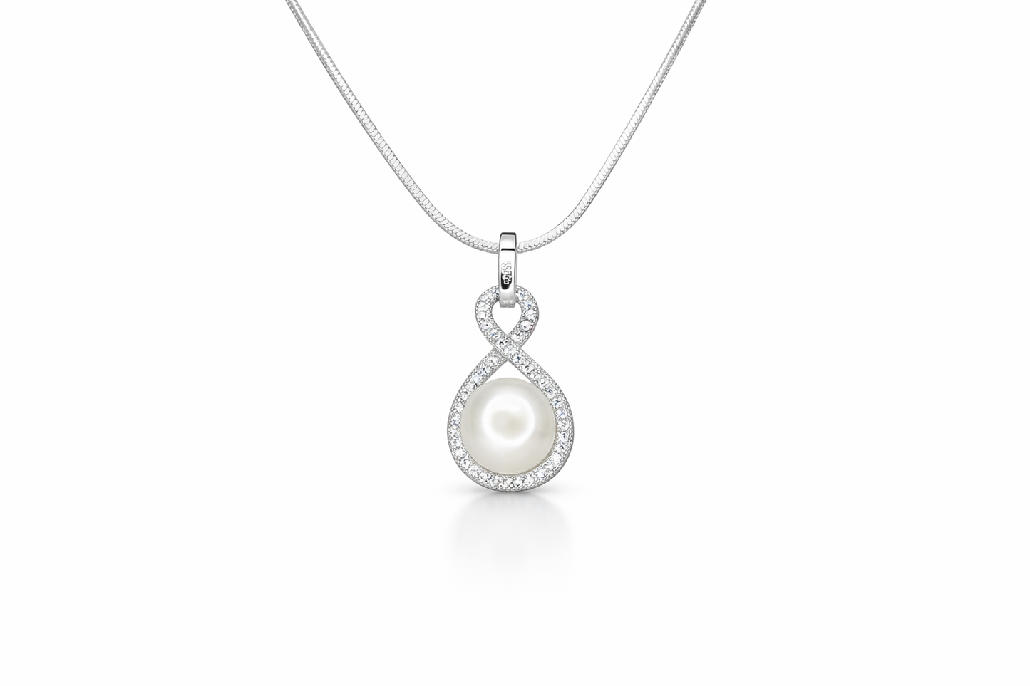 Lumina – Silber Halskette mit Perlen-Anhänger in Unendlichkeitssymbol