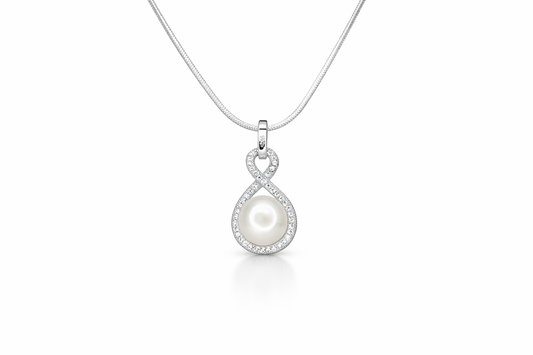 Lumina – Silber Halskette mit Perlen-Anhänger in Unendlichkeitssymbol