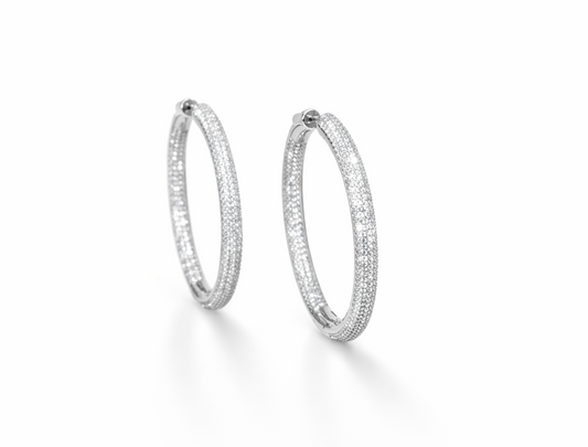 NYRA Creolen Groß – 18g Silber, Pavé Zirkonia Deluxe I NM Shine