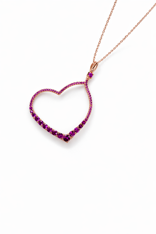 Damen Silberkette Chérie – Rosévergoldeter Herzanhänger & Zirkonia | NM in L.O.V.E. Kollektion