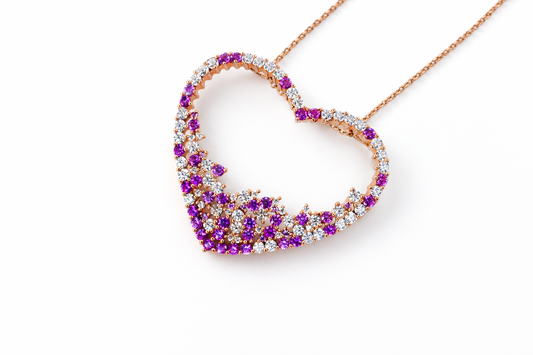Damen Silberkette Amara – Rosévergoldeter Herzanhänger mit Zirkonia | NM in L.O.V.E. Kollektion