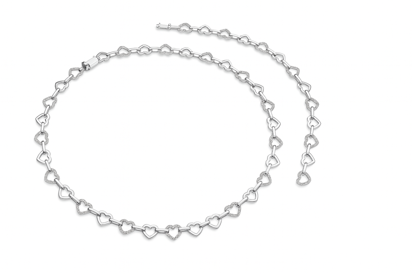 Damen Silbercollier Aeternia – Herzglieder & Zirkonia | NM in L.O.V.E. Kollektion