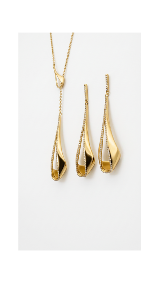 Elli  Set-Statement-Ohrringe & Collier – 925 Silber, 14K vergoldet | NM Shine (Kopie)