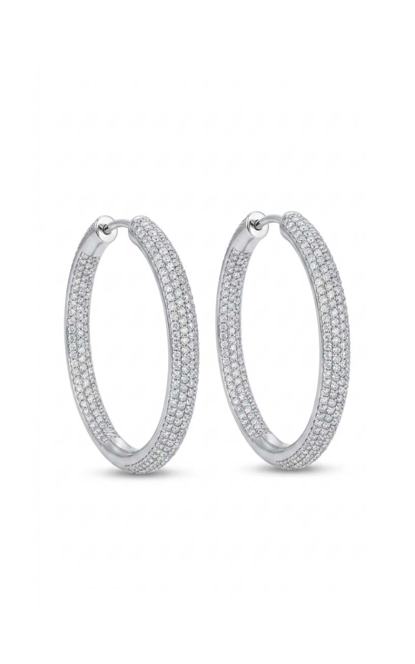 NYRA Creolen Groß – 18g Silber, Pavé Zirkonia Deluxe I NM Shine