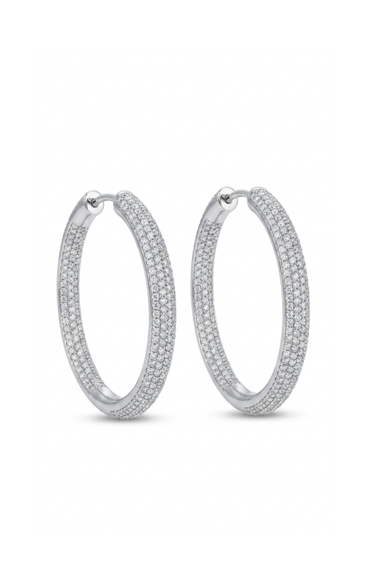 NYRA Creolen Groß – 18g Silber, Pavé Zirkonia Deluxe I NM Shine