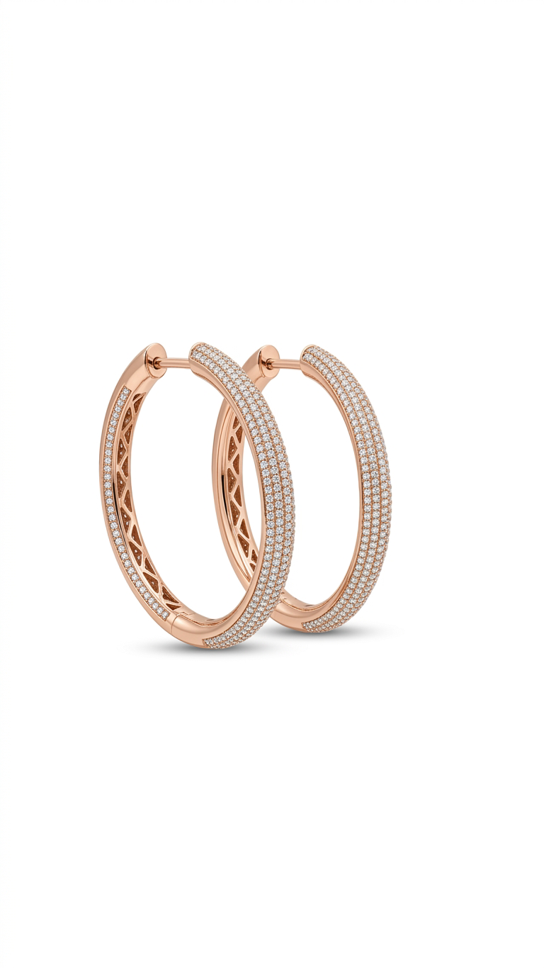 ALBA Creolen – 925 Silber rosévergoldet 14K, Pavé Zirkonia | Nina Marie