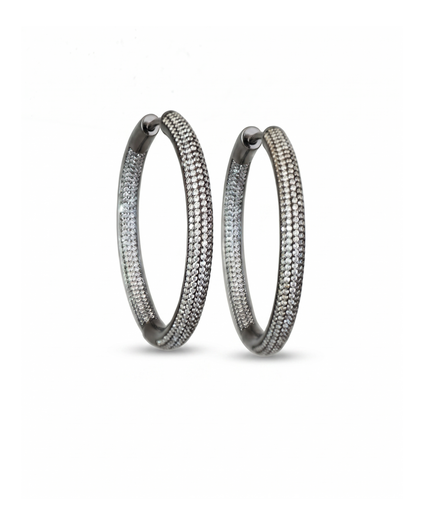 AURA Silber Creolen Groß – edel Schwarz rhodiniert, Pavé Zirkonia | NM SHINE