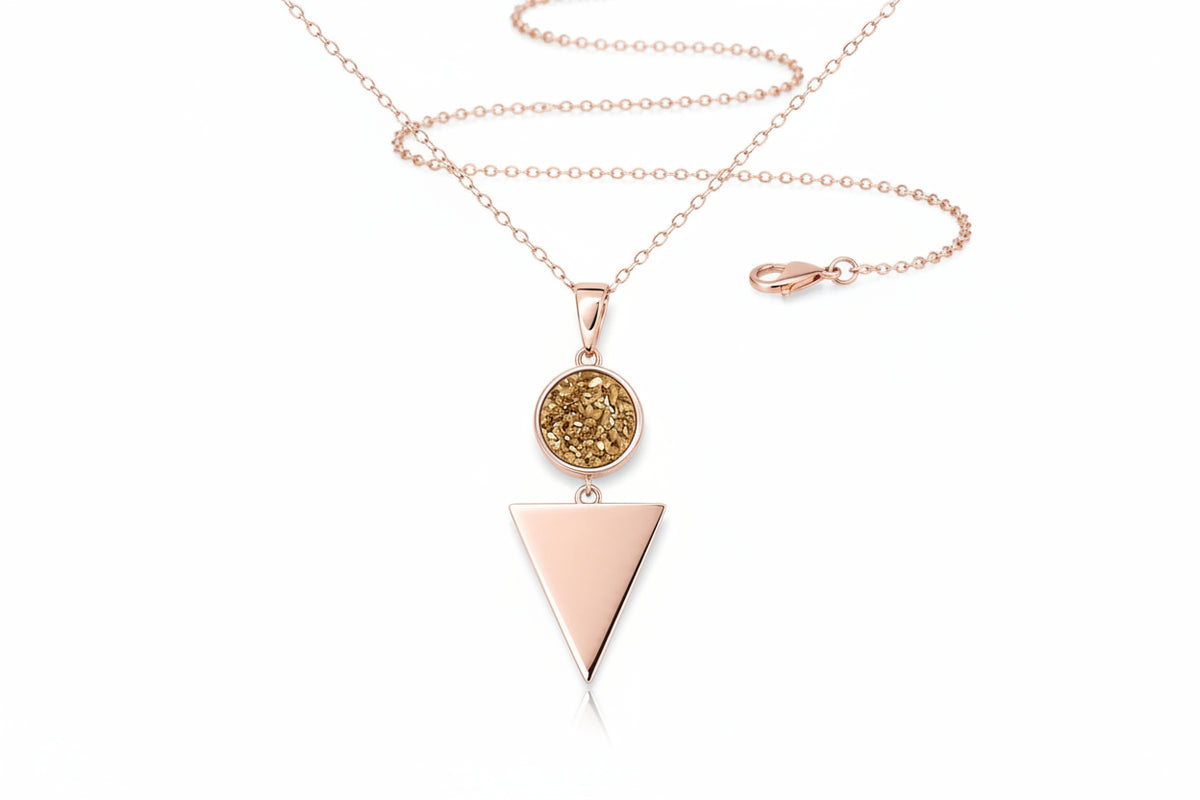 Stella Dorata Grande Kette aus 925 Silber vergoldet mit gold-braunem Druzy-Anhänger