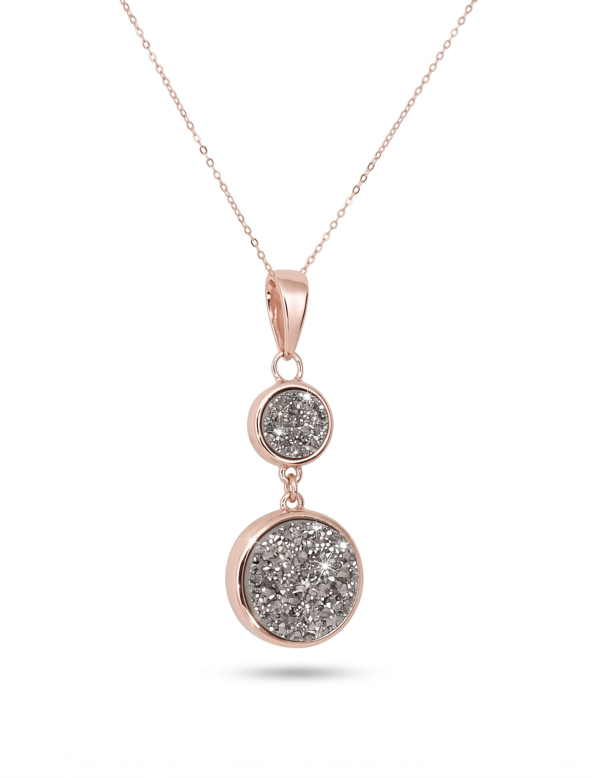 Stella Nera Grigio Kette aus 925 Silber mit anthrazitfarbenem Druzy-Anhänger