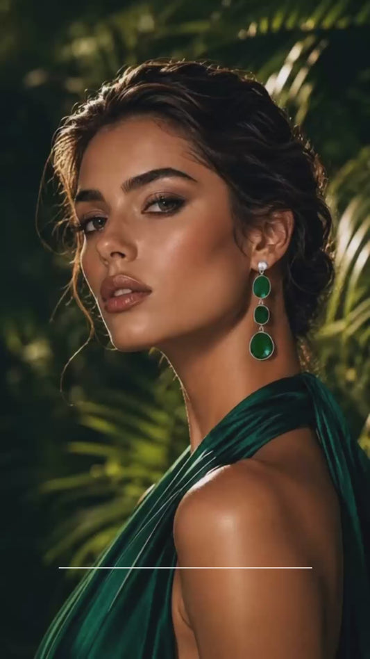 Amelia Jade Ohrringe NM – 925 Silber & Tiefgrüne Jade | Luxus-Schmuck