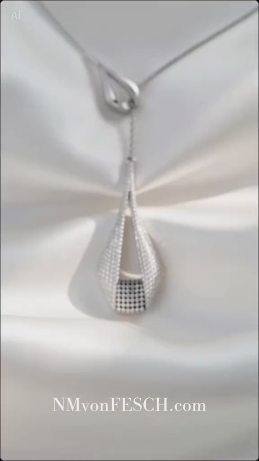 Livia Ohrringe und Y-Kette mit Drop-Anhänger aus 925 Silber, vergoldet